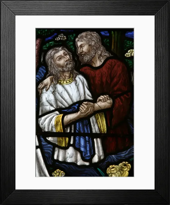 Framed Print : Stained glass of St. John baptising Jesus, Jerusalem, Israel, Middle East Framed Print : Stained glass of St. John baptising Jesus, Jerusalem, Israel, Middle East