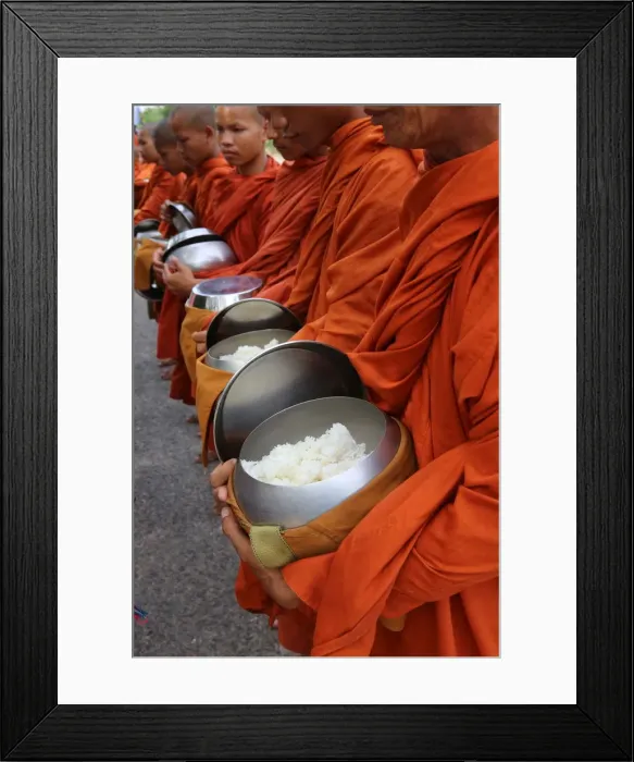 Framed Print : Buddhist monks on morning alms round in Western Cambodia, Indochina, Southeast Asia, Asia Framed Print : Buddhist monks on morning alms round in Western Cambodia, Indochina, Southeast Asia, Asia