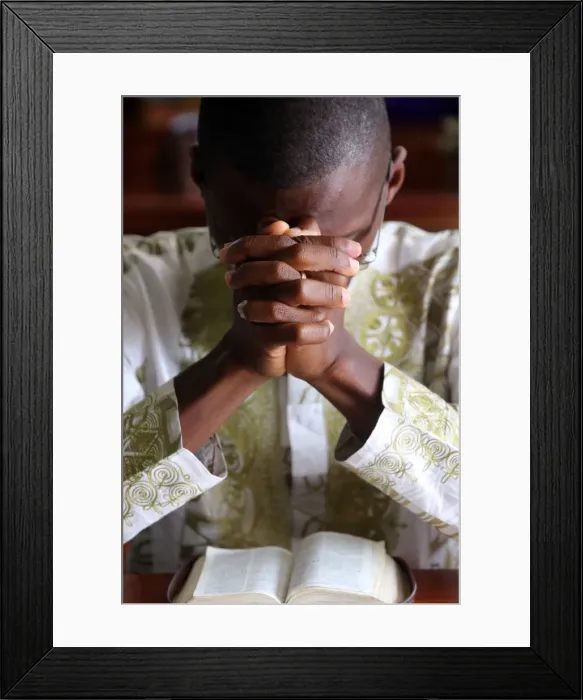 Framed Print : Prayer, Sunday morning Catholic Mass, Lome, Togo, West Africa, Africa