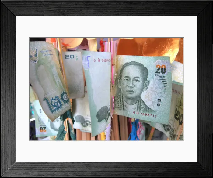 Framed Print : Bank notes as offerings, Bangkok, Thailand, Southeast Asia, Asia Framed Print : Bank notes as offerings, Bangkok, Thailand, Southeast Asia, Asia