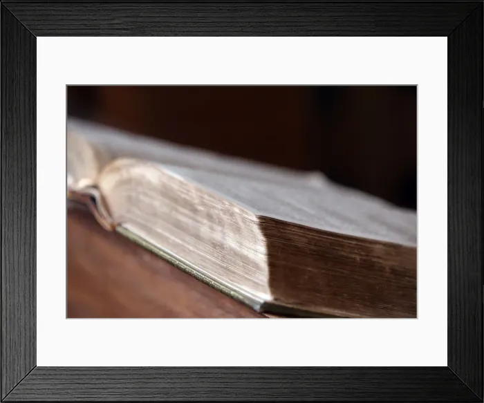 Framed Print : Old Bible in English, Calvin Auditory, Geneva, Switzerland, Europe Framed Print : Old Bible in English, Calvin Auditory, Geneva, Switzerland, Europe
