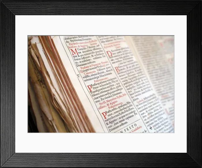 Framed Print : Old Roman Missal in Latin dating from the 17th century, Haute-Savoie, France, Europe Framed Print : Old Roman Missal in Latin dating from the 17th century, Haute-Savoie, France, Europe