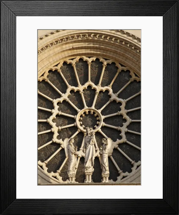 Framed Print : Rose window, Western facade, Notre Dame cathedral, Paris, France, Europe Framed Print : Rose window, Western facade, Notre Dame cathedral, Paris, France, Europe