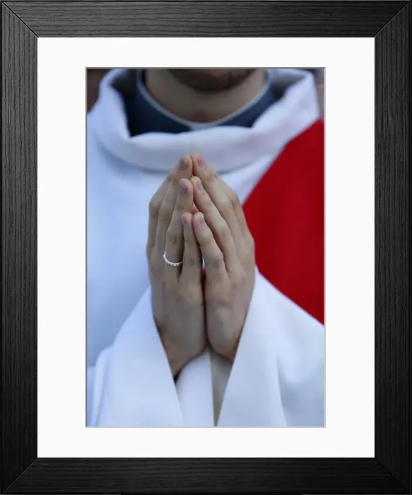 Framed Print : Catholic priests hands, Paris, France, Europe Framed Print : Catholic priests hands, Paris, France, Europe