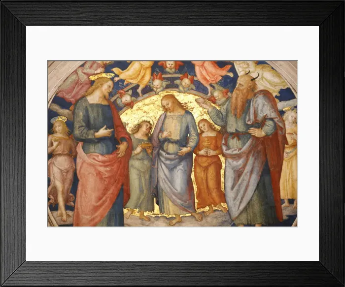 Framed Print : Detail of the ceiling showing the Temptation of Jesus, Room of the Fire in the Borgo Framed Print : Detail of the ceiling showing the Temptation of Jesus, Room of the Fire in the Borgo