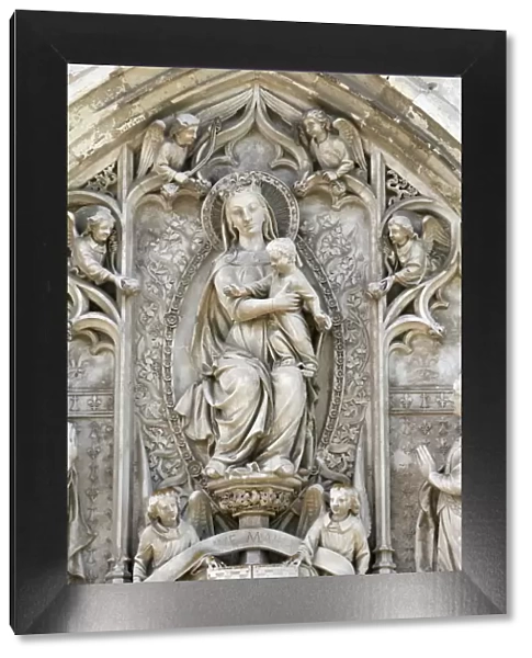 Tympanum of Virgin and child, Amboise Castle Chapel, Amboise, Indre-et-Loire, France