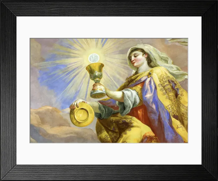 Framed Print : Ciborium, woman with light in her hands, fresco by Johann Michael Rottmayrr Framed Print : Ciborium, woman with light in her hands, fresco by Johann Michael Rottmayrr