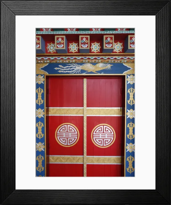 Framed Print : Pagoda door, Temple of the Thousand Buddhas, Dashang Kagyu Ling congregation, La Boulaye Framed Print : Pagoda door, Temple of the Thousand Buddhas, Dashang Kagyu Ling congregation, La Boulaye
