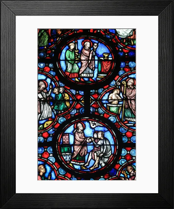 Framed Print : Stained glass from the 13th century of Jesus Christ, Chapel of Our Lady Framed Print : Stained glass from the 13th century of Jesus Christ, Chapel of Our Lady