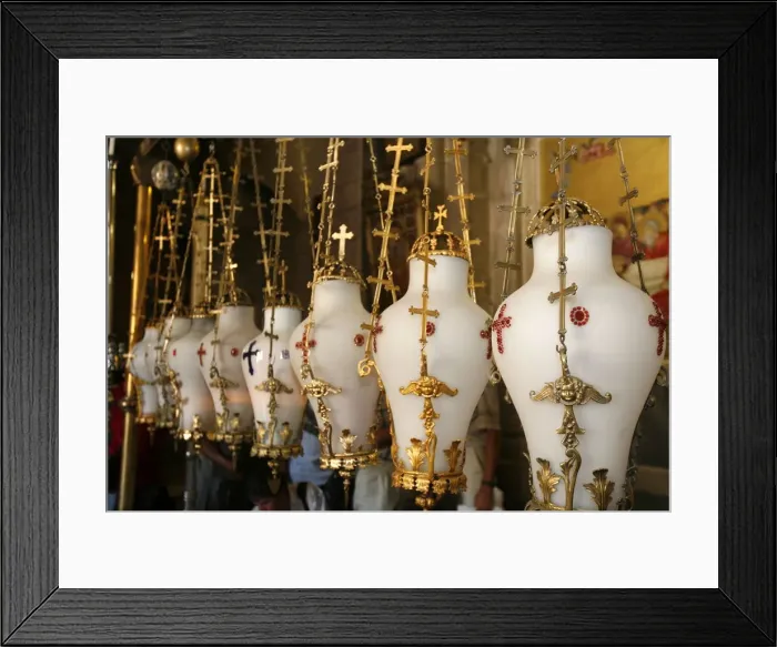 Framed Print : Lamps over the Stone of the Anointing, Church of the Holy Sepulchre, Jerusalem, Israel Framed Print : Lamps over the Stone of the Anointing, Church of the Holy Sepulchre, Jerusalem, Israel