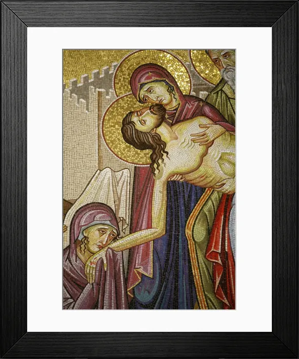 Framed Print : Mosaic of Christs death at the Church of the Holy Sepulchre, Jerusalem, Israel Framed Print : Mosaic of Christs death at the Church of the Holy Sepulchre, Jerusalem, Israel