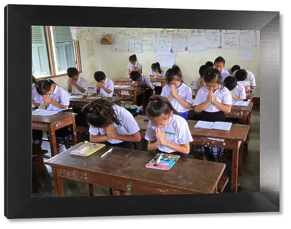 Schoolchildren in classroom, Elementary School, Vieng Vang, Laos, Indochina