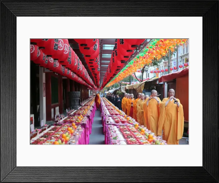 Framed Print : Ullambana ceremony, when food is offered to the ancestors during the annual Ghost