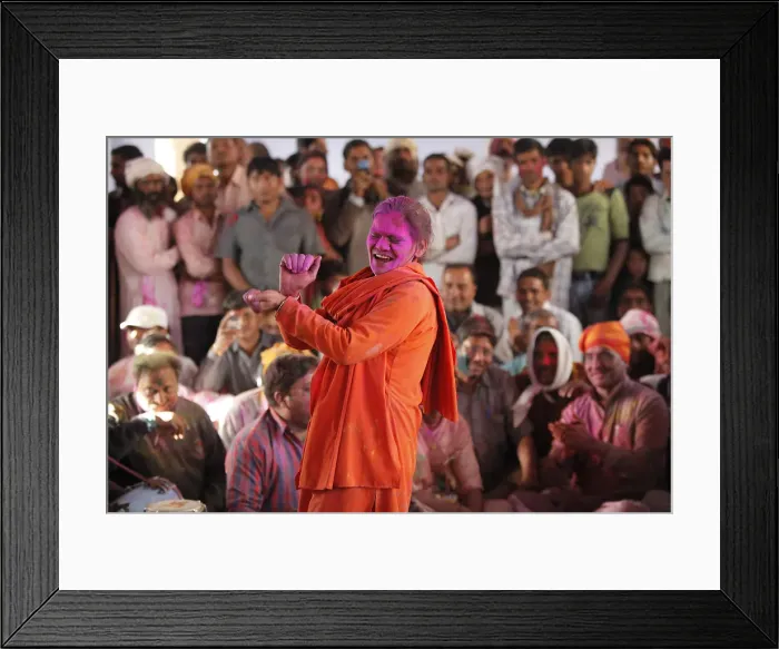 Framed Print : Celebrating Holi festival, Nandgaon, Uttar Pradesh, India, Asia