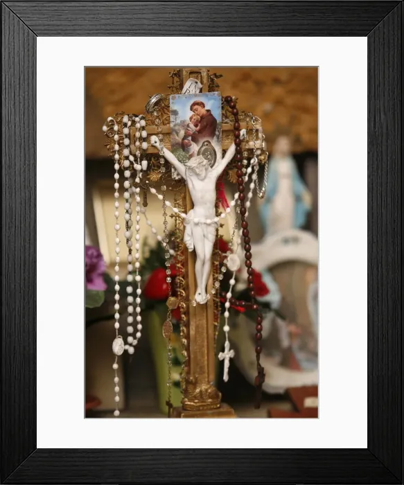 Framed Print : Crucifix with prayer beads, Notre-Dame de la Gorge, Haute Savoie, France, Europe Framed Print : Crucifix with prayer beads, Notre-Dame de la Gorge, Haute Savoie, France, Europe