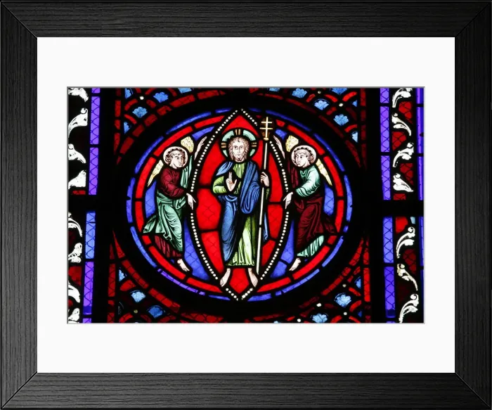 Framed Print : Stained glass of the Resurrection, Semur-en-Auxois, Cote d Or, Burgundy, France Framed Print : Stained glass of the Resurrection, Semur-en-Auxois, Cote d Or, Burgundy, France