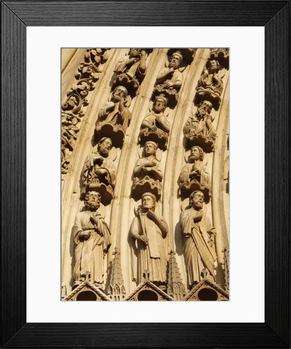 Framed Print : Detail of sculptures on arch of the Western facade, Notre Dame cathedral, Paris, France Framed Print : Detail of sculptures on arch of the Western facade, Notre Dame cathedral, Paris, France