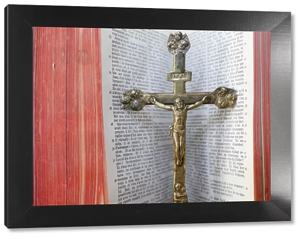 Crucifix and Bible, Haute Savoie, France, Europe