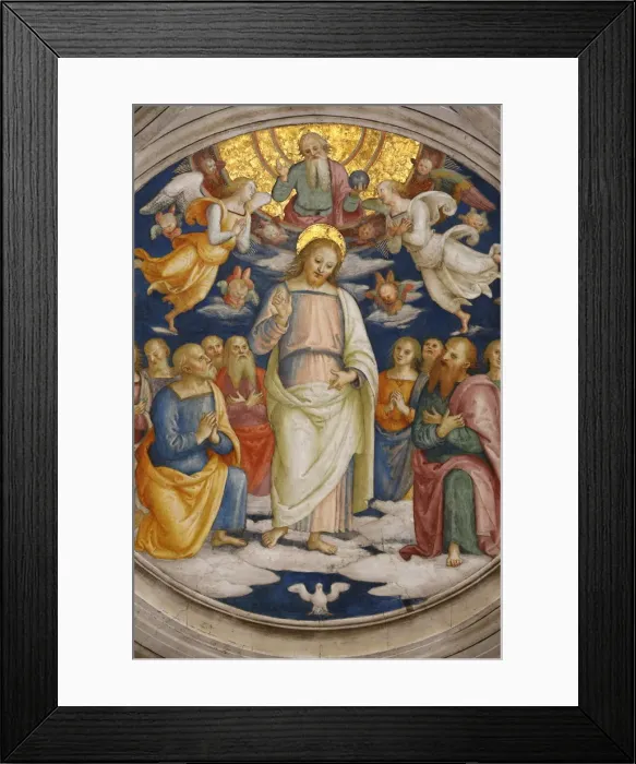 Framed Print : Detail of the ceiling showing Jesus and the Apostles, Room of the Fire in the Borgo Framed Print : Detail of the ceiling showing Jesus and the Apostles, Room of the Fire in the Borgo