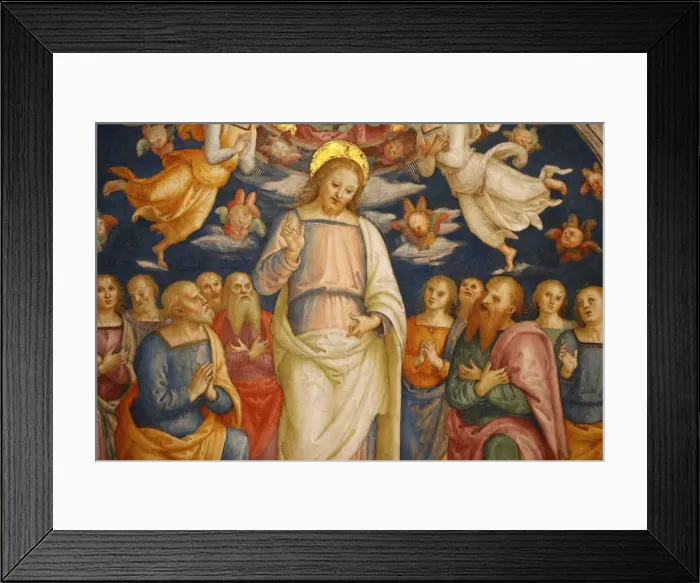 Framed Print : Detail of the ceiling showing Jesus and the Apostles, Room of the Fire in the Borgo Framed Print : Detail of the ceiling showing Jesus and the Apostles, Room of the Fire in the Borgo