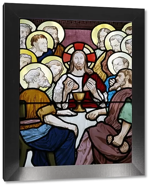 Stained glass depicting the Last Supper at Saint-HonorA d Eylau church, Paris