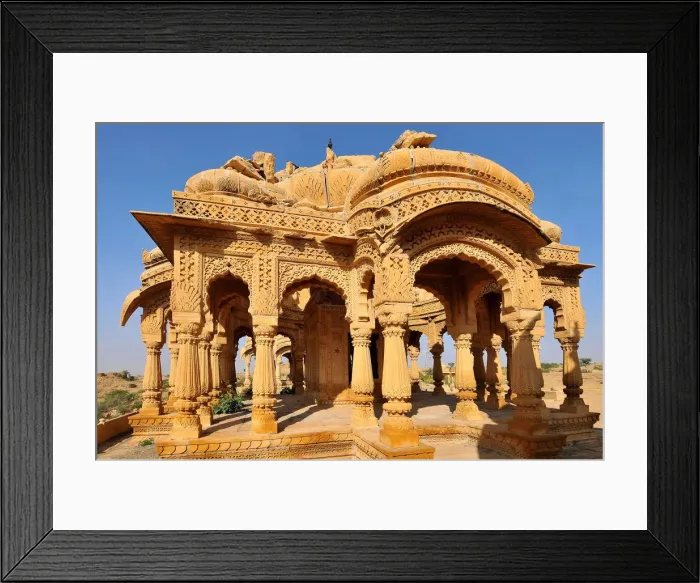 Framed Print : Bada Bagh (Barabagh), royal cenotaphs (chhatris) of Maharajas of Jaisalmer State Framed Print : Bada Bagh (Barabagh), royal cenotaphs (chhatris) of Maharajas of Jaisalmer State
