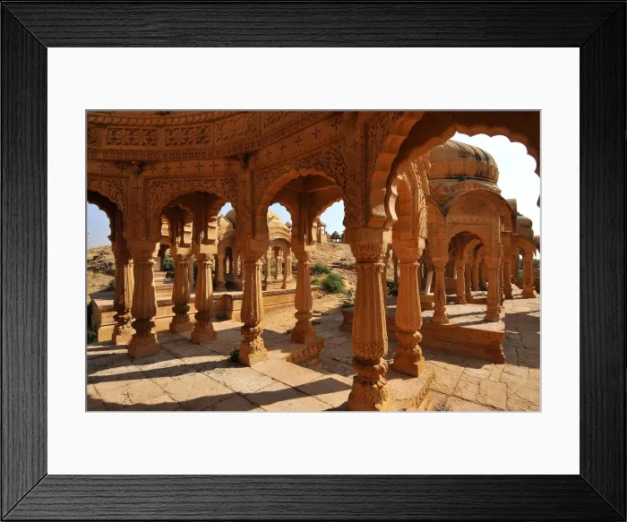 Framed Print : Bada Bagh (Barabagh), royal cenotaphs (chhatris) of Maharajas of Jaisalmer State Framed Print : Bada Bagh (Barabagh), royal cenotaphs (chhatris) of Maharajas of Jaisalmer State