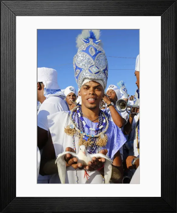 Framed Print : The Sons of Gandhi at Lemanjas festival in Rio Vermelho, Salvador, Bahia, Brazil