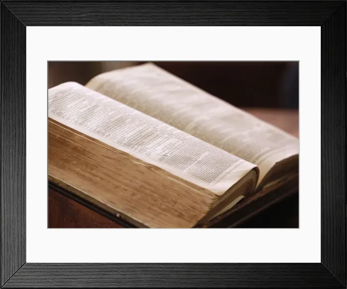 Framed Print : Old Bible in English, Geneva, Switzerland, Europe Framed Print : Old Bible in English, Geneva, Switzerland, Europe