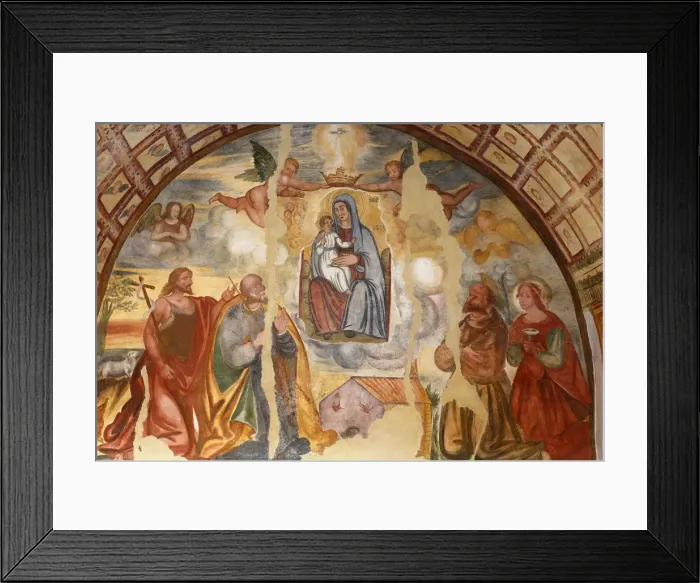 Framed Print : Fresco of Marys Coronation in the Cripta del Crocefisso (Crypt of the Crucifix) Framed Print : Fresco of Marys Coronation in the Cripta del Crocefisso (Crypt of the Crucifix)