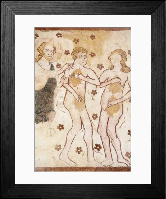 Framed Print : Mural of Adam and Eve banished from the Garden of Eden, dating from the 12th to 16th Framed Print : Mural of Adam and Eve banished from the Garden of Eden, dating from the 12th to 16th