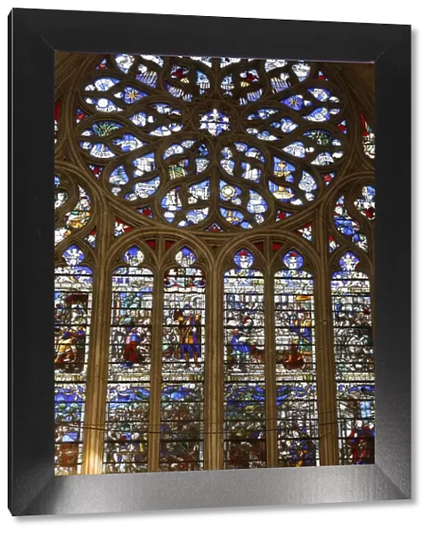 Rose window, St. Etienne Cathedral, Auxerre, Yonne, Burgundy, France, Europe