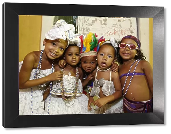 Children at Salvador carnival in Pelourinho, Bahia, Brazil, South America