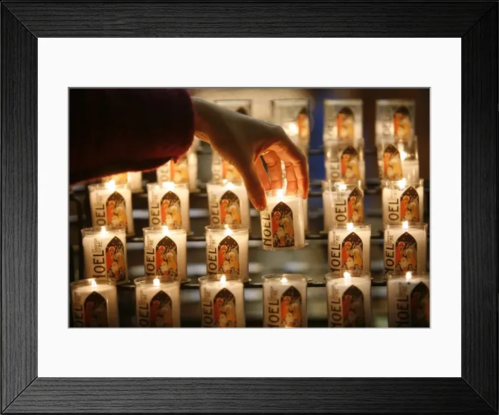 Framed Print : Christmas candles, Lyon, Rhone, France, Europe Framed Print : Christmas candles, Lyon, Rhone, France, Europe