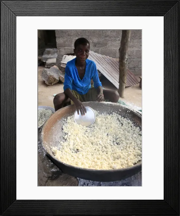 Framed Print : Drying the cassava in the African village of Datcha, Togo, West Africa, Africa Framed Print : Drying the cassava in the African village of Datcha, Togo, West Africa, Africa