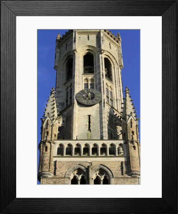 Framed Print : View from the Grand Place of the Belfry of Bruges, Belgium, Europe