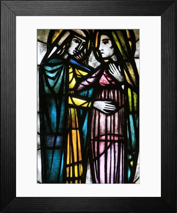 Framed Print : Stained-glass window of The Visitation, St. Petrus and St Framed Print : Stained-glass window of The Visitation, St. Petrus and St