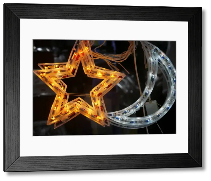 Framed Print : Illuminated Muslim symbols, Jerusalem, Israel, Middle East Framed Print : Illuminated Muslim symbols, Jerusalem, Israel, Middle East