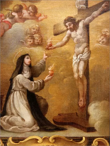 Jesus Christ and Lutgarde de Tongres exchanging hearts, 17th century, Belgian