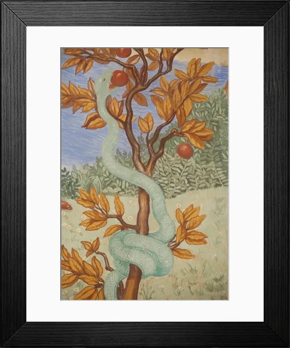 Framed Print : Detail of a fresco showing the serpent in the Garden of Eden, Puteaux, Hauts de Seine Framed Print : Detail of a fresco showing the serpent in the Garden of Eden, Puteaux, Hauts de Seine