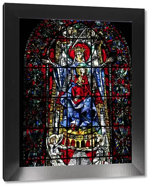 Stained glass window of Our Lady of Strasbourg by Max Ingrand