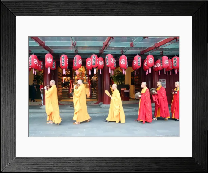 Framed Print : Ullambana ceremony, Buddhist monks procession, Buddha Tooth Relic Temple, Chinatown
