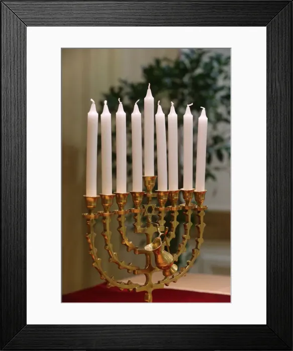 Framed Print : Hanukkha with nine candles, Paris, France, Europe Framed Print : Hanukkha with nine candles, Paris, France, Europe
