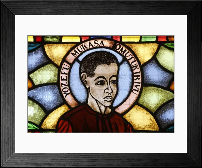 Framed Print : Stained glass in church of martyr, Namugongo Catholic Martyrs Shrine, Kampala Framed Print : Stained glass in church of martyr, Namugongo Catholic Martyrs Shrine, Kampala
