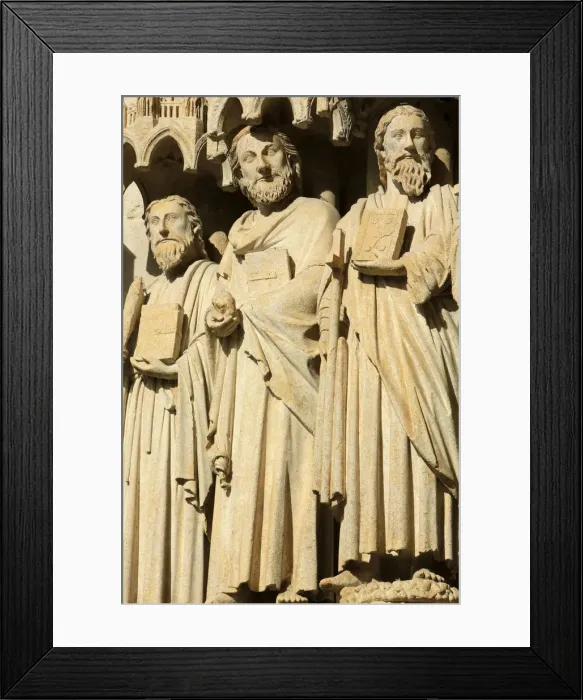Framed Print : Statues in the splay and the left sidewall of the central portal depicting from right to Framed Print : Statues in the splay and the left sidewall of the central portal depicting from right to