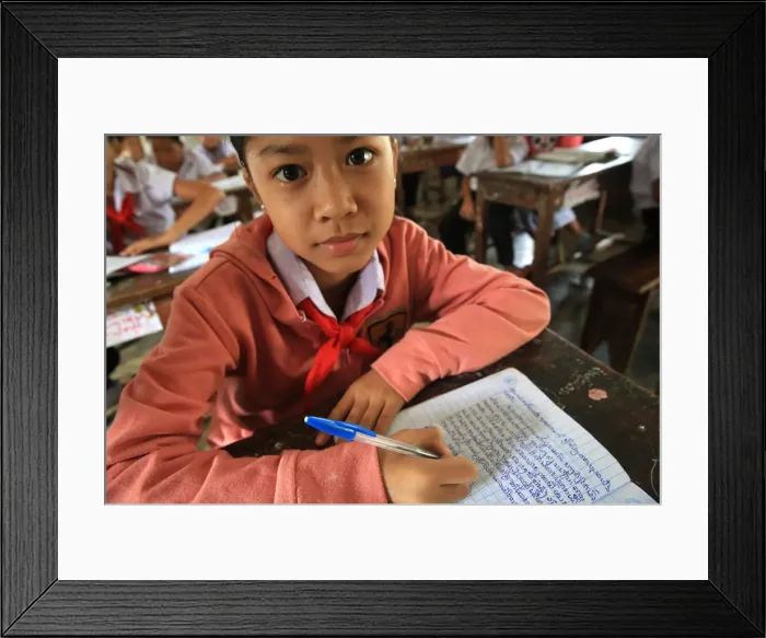 Framed Print : Laotian schoolgirl, Elementary School, Vieng Vang, Laos, Indochina, Southeast Asia, Asia
