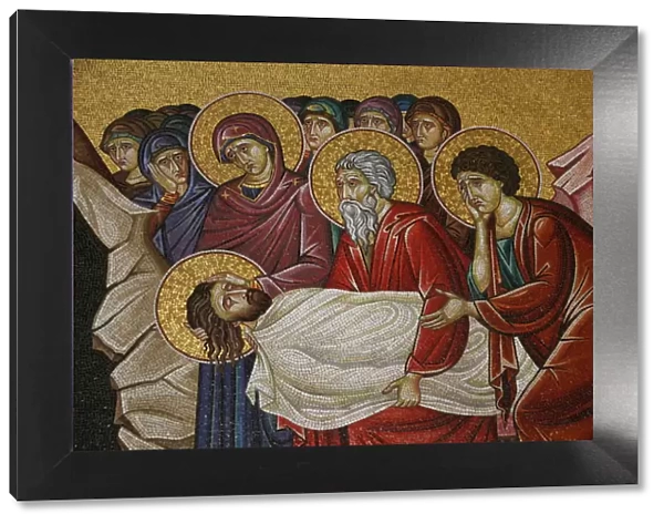 Mosaic of Christs death at the Church of the Holy Sepulchre, Jerusalem, Israel