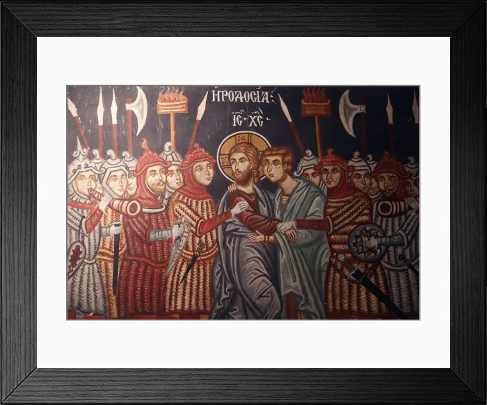 Framed Print : Fresco of Jesus Christ arrested, Church of Archangel Michael, Pedoulas, Cyprus, Europe Framed Print : Fresco of Jesus Christ arrested, Church of Archangel Michael, Pedoulas, Cyprus, Europe