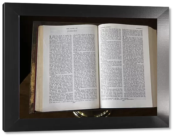 Open Bible in Wesley Memorial Methodist Church, Oxford, Oxfordshire, England
