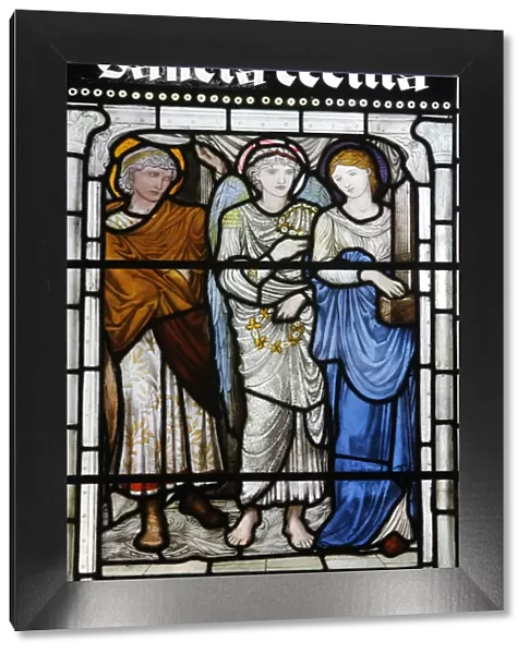 Stained glass of St. Cecilia, Oxfords Cathedral at Christ Church College, Oxford